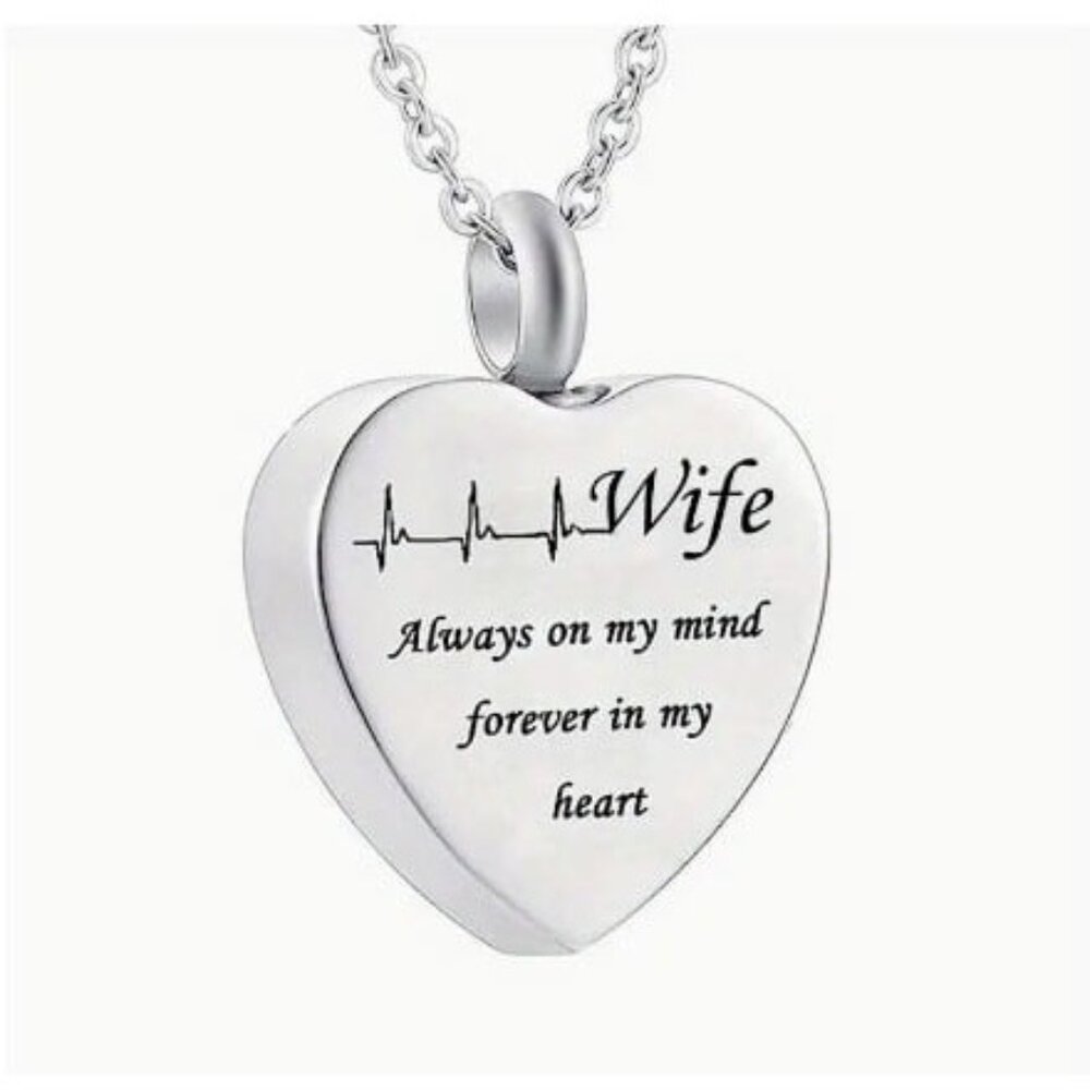 Wife Memory Heart Cremation Urn Pendant Necklace For Ashes